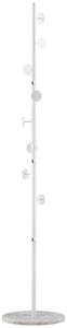 Appendiabiti da Terra 35x35x170 cm 8 Ganci Base Rotonda in Marmo Bianco