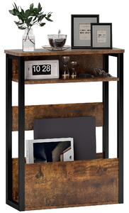 Tavolino da Soggiorno Laterale 46x18x58,5 cm in Stile Industriale 2 Ripiani in Legno e Metallo Marrone