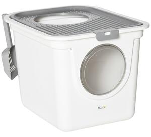 Lettiera per Gatti Chiusa 44x55x39 cm 2 Ingressi Vassoio Estraibile e Paletta Bianco