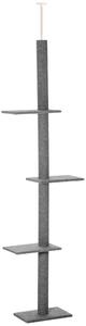 Albero Tiragraffi per Gatti a Soffitto 4 Livelli 43x27x228-260cm Altezza Regolabile Grigio