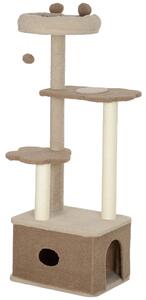 Albero Tiragraffi per Gatti 4 Livelli 48x40x133 cm con Casetta Ripiani e Cuccia Marrone