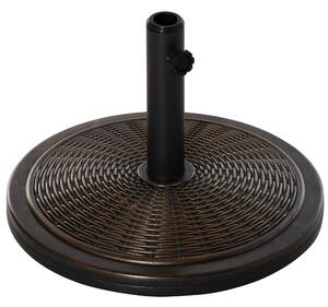 Outsunny Base per Ombrellone in Cemento e Plastica da 14kg con Effetto Rattan Ø48x34cm, Bronzo|Aosom