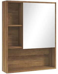 Armadietto con Specchio da Bagno con Mensole a Giorno 60x15x76cm Noce