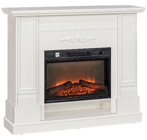 Camino Elettrico da Pavimento 1800W con Fiamma a 3 Intensità e Telecomando 117x30x100 cm Bianco