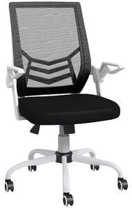 Sedia Operativa Ergonomica Altezza regolabile 94-104 cm Tessuto Effetto Lino Bianco e Nero