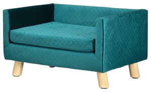 Cuccia Divano per Cani e Gatti 64x45x36 cm Stile Scandinavo in Velluto Blu