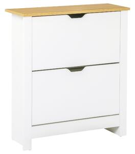 Scarpiera 2 Ante 12 Paia di Scarpe Ripiano Regolabile 72x26x80 cm in Legno Bianco
