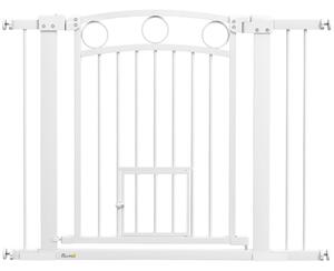 Cancelletto di Sicurezza per Animali con Estensioni 76-104 cm Porta per Gatti Bianco