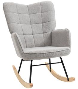 Poltrona a Dondolo Imbottita Rivestimento Bouclé 71x98x101 cm Grigio