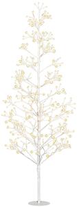 Albero di Natale Artificiale 180 cm 384 Luci LED Bianche per Interni ed Esterni al Coperto Bianco