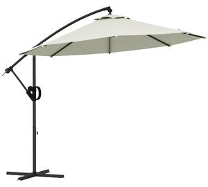 Outsunny Ombrellone a Braccio a 8 Stecche con Base a Croce, in Alluminio, Metallo e Poliestere, Ø293x260 cm, Crema|Aosom