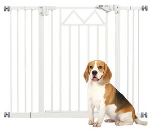 PawHut Cancelletto per Cani taglia Piccola e Media con Chiusura Automatica, in Acciaio e PA, 74-100x76 cm, Bianco|Aosom