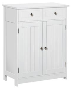 Mobile da Bagno 2 Ante con Cassetti 60x30x75 cm in Legno Bianco