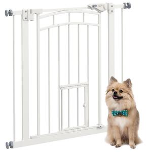 PawHut Cancellino per Cani taglia Piccola e Media con Chiusura Automatica, in Acciaio e PA, 74-80x76 cm, Bianco|Aosom