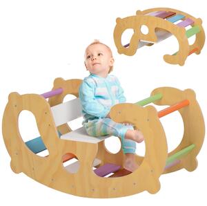 Gioco per Bambini 2 in 1 Arco Montessoriano Sedia a Dondolo 91x41x48 cm in Legno di Pino