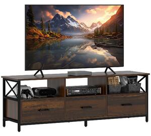 Mobile TV fino 65" Design Industriale 147x40x50 cm in Legno e Acciaio Marrone e Nero