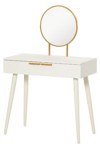 Consolle Trucco con Specchio e 2 Cassetti 80x40x123 cm in Legno Bianco