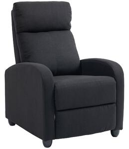 Poltrona Reclinabile con Poggiapiedi 69.2x88.3x101 cm in Tessuto Effetto Lino Nero