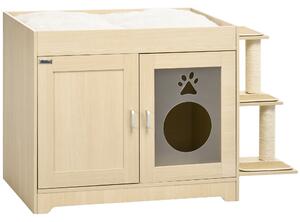 Mobile Lettiera Casetta Cuccia per Gatti con Albero Tiragraffi 107x54x70 cm Rovere