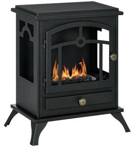 Camino a Bioetanolo da Pavimento Stile Classico 45x28x54 cm Bruciatore da 1,2L in Acciaio Nero
