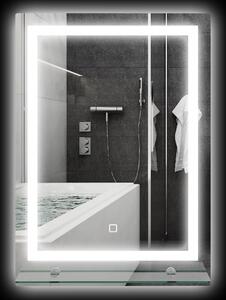 Specchio Bagno a Parete Cornice Luce LED a 3 Colori Mensola in Vetro 50x12x70 cm