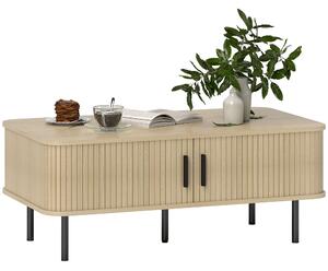 Tavolino da Soggiorno con Ante Scorrevoli 100x55x40 cm in Legno Canettato Rovere e Nero