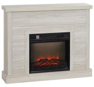 Camino Elettrico da Pavimento 1800W Effetto Fiamma e Telecomando 96,5x22x81,7 cm Grigio Chiaro