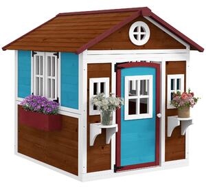 Outsunny Casetta per Bambini 3-8 Anni con Tetto Inclinabile, Vasi e Fioriere, in Legno di Abete, 114x126.4x135 cm|Aosom