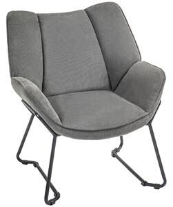 Poltrona Imbottita 71,5x67x79 cm in Tessuto Effetto Lino Grigio