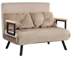 Divano Letto Schienale Regolabile 102x73x81 cm in Velluto Marrone Chiaro