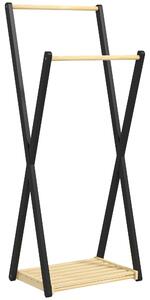 HOMCOM Appendiabiti da Terra in Legno con 2 Barre e Ripiano Inferiore Design Moderno, 61x45x152cm|Aosom