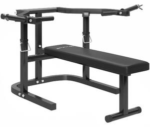 Panca per Pettorali ad Altezza Regolabile 150x150x60-85 cm in Acciaio Nero