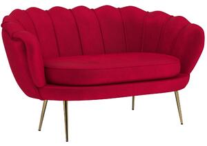 Divano 2 Posti 130x77x77 cm in Velluto Rosso Scuro