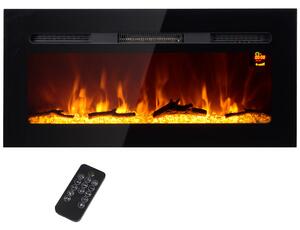 Camino Elettrico da Parete 1800W con Telecomando e Display LCD 91,4x15,8x45 cm Nero