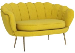 Divano 2 Posti 130x77x77 cm in Velluto Giallo
