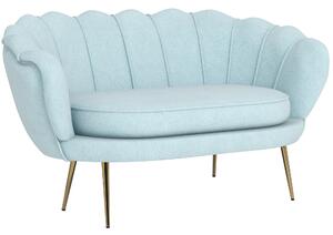Divano 2 Posti 130x77x77 cm in Velluto Azzurro