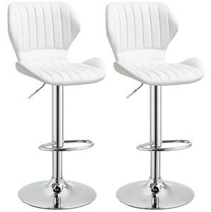 Set 2 Sgabelli da Bar Girevoli in Finta Pelle PU Bianco