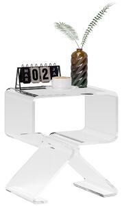 Tavolino da Soggiorno Basso Design Geometrico a 2 Livelli 40x30x45 cm in Acrilico Trasparente