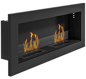 Camino a Bioetanolo da Incasso 90x15x40 cm 2 Bruciatori da 0,85L in Acciaio Inox Nero