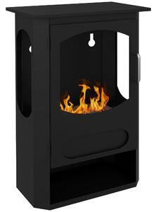 Camino a Bioetanolo da Pavimento Autoportante 43x25x68 cm Bruciatore da 1,2L in Acciaio Inox Nero