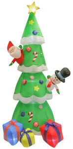 Albero di Natale Gonfiabile 240 cm con Babbo Natale e Pacchi Regalo con Luci LED
