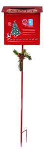 Cassetta Posta Babbo Natale da Giardino 24x8x90h cm Rosso