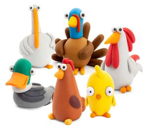 Set Pasta Modellabile Plastilina per Bambini 15 Barattoli 2 Stumenti Uccelli della Fattoria