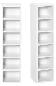 Set 2 Pezzi Mobile Libreria Porta CD 21x19.2x88,3 cm in Legno Bianco