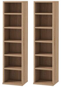 Set 2 Pezzi Mobile Libreria Porta CD 21x22.5x88,5 cm Colore Legno