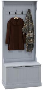 Mobile Appendiabiti con Panca Contenitore 71,5x39,5x170 cm in Legno Grigio