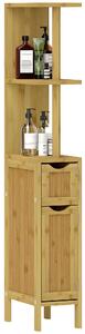 Mobile a Colonna 2 Ripiani 2 Armadietti 18x30x120 cm in bambù laccato e MDF Colore Legno