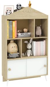 Libreria per Bambini con Ripiani Aperti e Armadietto 80x30x140,5 cm Bianco e color Legno