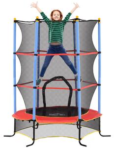 Trampolino Elastico per Bambini da 3 Anni Ø175 cm con Rete di Protezione Multicolore