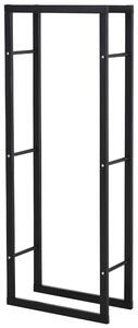 HOMCOM Potalegna per Camino in metallo, Scaffale per legna da ardere, per interno e esterno, 60 × 25 × 150cm, Nero| Aosom Italy